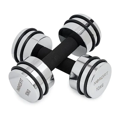 Image of Adjustable Steel Dumbbells Compact and Versatile Home Fitness Equipment 5kg 10kg Versions by NORDFIT ((2 x 10KG) Dumbbell Pair)