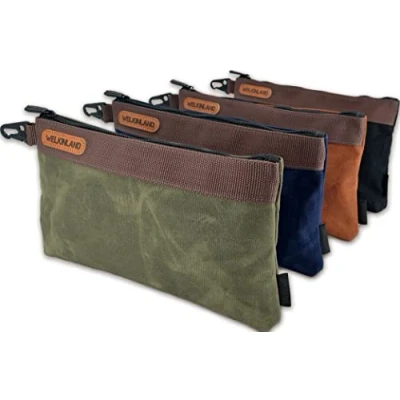 Image of WELKINLAND Heavy Duty Canvas tool pouch, 4PCS pouches, 12&quot; Waxed Zipper socket bag, bag zipper, pouch