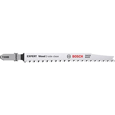 Image of Bosch 5x EXPERT wood 2 side clean T308B Jigsaw Blade (for Solid furniture board, Plywood, Length 117 mm, Professional Accessory Jigsaw)
