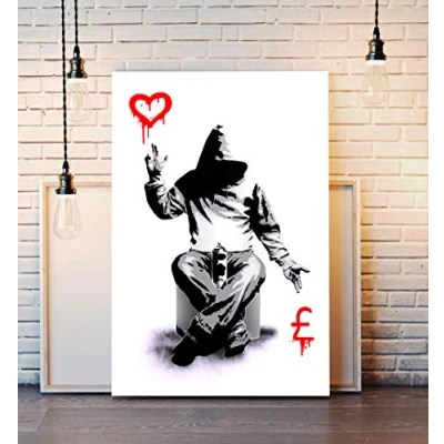 Image of CanvasArtShop BANKSY CANVAS STREET WALL ART PRINT ARTWORK LOVE OR MONEY (8in x 12in / 20cm 30cm)