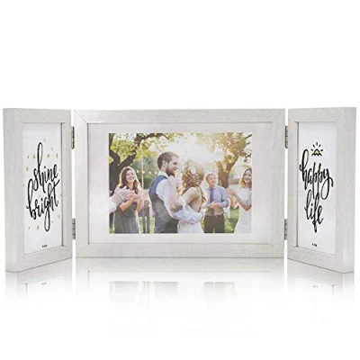 Image of Afuly Triple Photo Frame White Wooden Picture Frames Multiple 3 Photos Christmas Family Friend Wedding Birthday Gifts, 6x4 and 7x5 inches