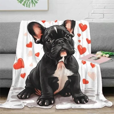 Image of EVMILA French Bulldog Blanket 3D Printed Bedding Throw Lightweight Fluffy Gifts Plush Soft Cozy for Bed And Couch Boys Girls All Season Sofa 50x60inch(127x152cm)