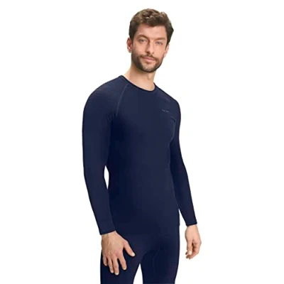 Image of FALKE Men&#039;s Maximum Warm Round Neck M L/S SH Functional Yarn Quick Dry 1 Piece Base Layer Top, Blue (Space 6116), XXL
