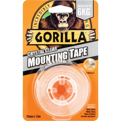 Image of 2 X GORILLA GLUE 3044101 1.5 m Heavy Duty Double Sided Mounting Tape Clear