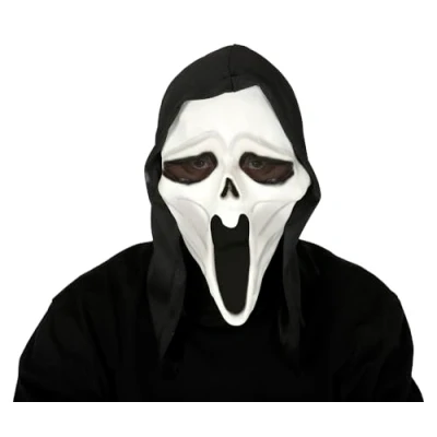 Image of Guirca Scream ghostface mask in latex with hood