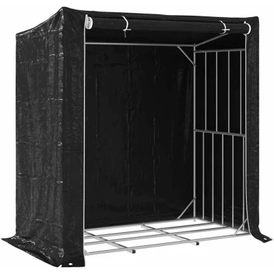 Image of vidaXL Firewood Rack with Rain Cover 200x100x200 cm Galvanised Steel