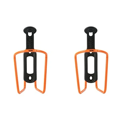 Image of ZEFAL Pack of 2 Aluminium Plast 124 Bicycle Bottle Cages Holder for All Types Bikes Light and Robust Orange