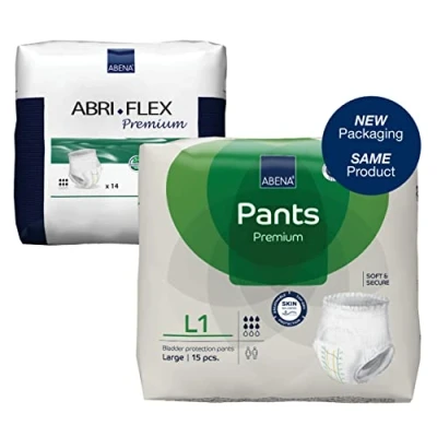 Image of Abena Pants Premium Pull Up Incontinence Pants, Eco Labelled for Men &amp; Women, Discreet, Protective, Breathable, Comfortable Large 1, 100 140cm Waist, 1400ml Absorbency, 15PK