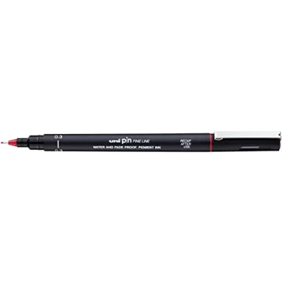 Image of Uni Ball Pin Drawing Pen 0.30mm RED (Pack of 12)