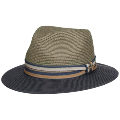 Image of Stetson Romaro Toyo Traveller Straw Hat Men (Viscose) Summer UV Protection 40+ Wide Brim with Striped Ribbon Trim Spring/Summer Grey L (58 59 cm)