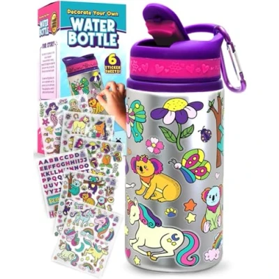 Image of PURPLE LADYBUG Decorate Your Own Water Bottle for Kids Girls Birthday Presents Great 6 Year Old Girl Gifts &amp; Creative Age 8 9 10 11+ Cool