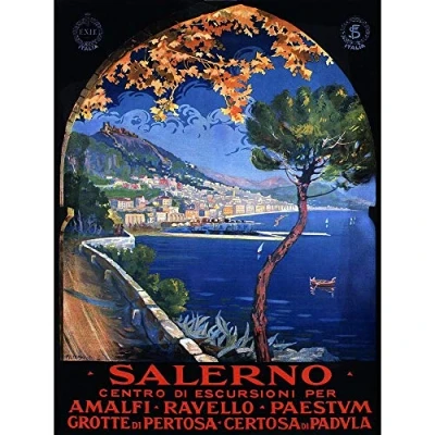 Image of Wee Blue Coo Travel Tourism Salerno Mediterranean Italy Vintage Advertising Art Print Poster Wall Decor 12X16 Inch