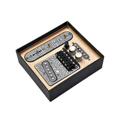 Image of Alnicov Black 3 Way Prewired Control Plate Bridge For Telecaster Electric Guitar White