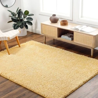 Image of Livabliss Shaggy Rug Modern Berber Living Room 160x213 cm, Soft Rugs for Bedroom Neutral Boho Fluffy Rug, Easy Care Plush Thick Pile Large Mustard