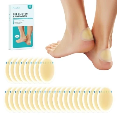 Image of 28 Pieces Blister Plasters Invisible Hydrocolloid Gel Bandages for Heel, Foot, and Toe Waterproof Cushion Pads Skin Protection Fast Healing（Heel Pack）