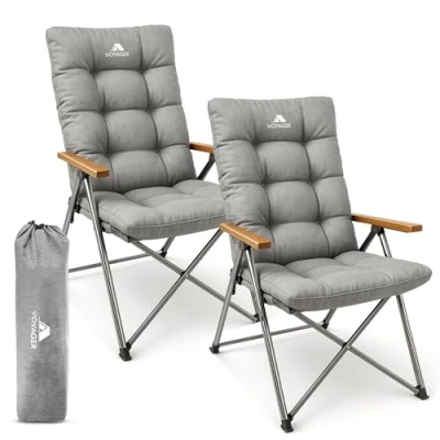 Image of Voyager Luxury Camping Chair 150kg Load Capacity, Portable &amp;Comfortable Stable Folding with Innovative Design, Easy Setup &amp; Storage Durable, for Outdoor Travel 2Pack