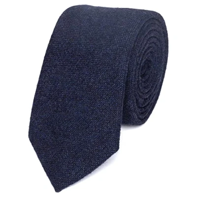 Image of DB Dickie Bow Men&#039;s Luxury Wool Skinny Neck Tie (Navy Blue) suitable for formalwear, office, weddings, parties, grooms &amp; groomsmen outfits