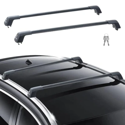 Image of Vevor Universal Roof Rack Cross Bars, Max 135.8 cm (53.5 inch) Aluminum Crossbars, Fit Grooved Side Rail without Gap, 90KG Load Capacity,