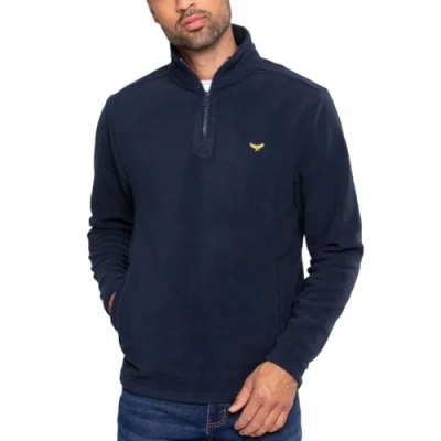 Image of Threadbare &#039;Blade&#039; Men&#039;s Quarter Zip Outdoors Pullover Fleece Sweatshirt, Navy, L