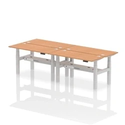 Image of Air B2B 1400x600mm Height Adjustable 4P Bench Desk CP Oak/Silver