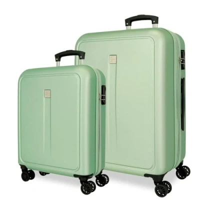 Image of Roll Road Cambodia Suitcase Set Green 55/68 cm Rigid ABS Combination Lock Side 93L 6.4 kg 4 Wheels Double Luggage Hand Luggage, Green,