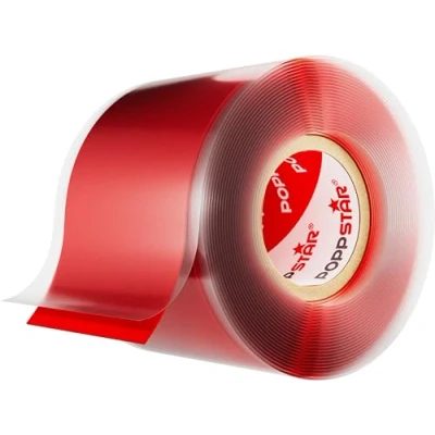 Image of POPPSTAR 1x 3m Self Fusing Silicone Band, Tape, Repair Electrical Tape and Sealing Strip (water tight, air tight), 38mm wide, red