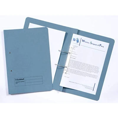Image of Exacompta Ref 211/7000Z Guildhall Spiral File, 355 x 250mm, 420gsm Durable Heavyweight Sprint Manilla, Suitable for Foolscap Documents Blue, Pack of 25