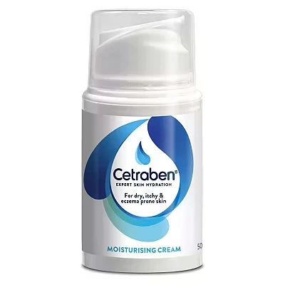 Image of Cetraben Dermatological Body Moisturising Cream, For Dry, Itchy, Sensitive and Eczema Prone Skin, Soothes, Moisturises, Hydrates, Protects,For Daily Use on the Body, Fragrance Free, 1 x 50ml