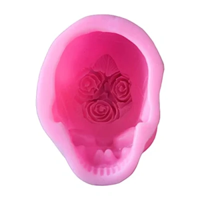 Image of TIAN K 3D Rose Flower Skull Resin Epoxy Mould Decorations for Home Ornaments Casting Silicone DIY Craft Plaster Candle
