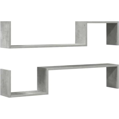 Image of vidaXL Wall Shelf 2 pcs Concrete Grey 100x15x20 cm Engineered Wood
