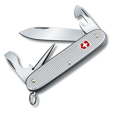 Image of Victorinox Pioneer Alox Swiss Army Pocket Knife, Medium, Multi Tool, 8 Functions, Blade, Can Opener, Silver