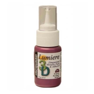 Image of Jacquard Lumiere 3D Metallic Glue Paint Adhesive Burgundy 1 fl oz 30ml