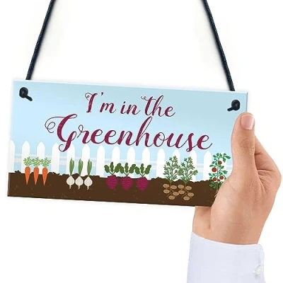 Image of Red Ocean Im In The Greenhouse Sign Hanging Wall Door Plaque Garden Shed Summerhouse Gift For Him Her Friendship