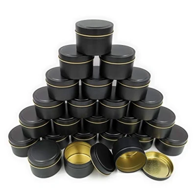 Image of NRANSON Candle Containers for Making Candles, 24 PCS 5 OZ Empty Metal Tins with Lids, DIY Jars Making, Arts &amp; Crafts, Storage More (Black,24)