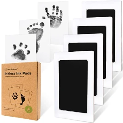 Image of 4 Pack Inkless Hand and Footprint Kit Ink Pad for Baby Footprints Dog Paw Print Kit,Dog Nose Kit, Clean Touch Foot Printing Newborn Handprint