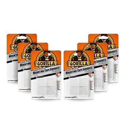 Image of Gorilla 3044111 Mounting Tape Squares Crystal Clear (Pack of 6)