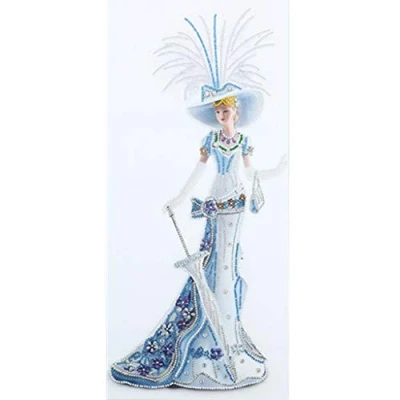 Image of DairyDing 5D Diamond Art Painting Kits Dress Lady Full Round Drill Elegant Gem Craft for Home Wall Decor Gift Adults and Kids 12 x 24 inch (White Blue), Clear