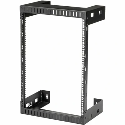 Image of StarTech.com 2 Post 15U Heavy Duty Wall Mount Network Rack, 19&quot; Open Frame Server 12&quot; Deep, Data Rack for IT / AV Patch Panel Computer Equipment (RK15WALLO)