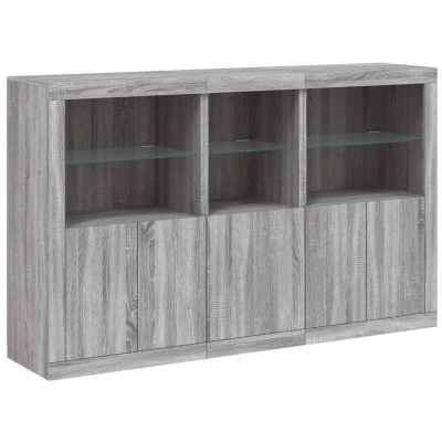 Image of vidaXL Sideboard with LED Lights Grey Sonoma 162x37x100 cm