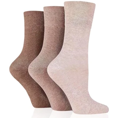 Image of HiFEN® 3 Pairs Ladies Multipack Diabetic Socks Gentle Grip Seamless Toe Non Elastic HoneyComb UK 4 8