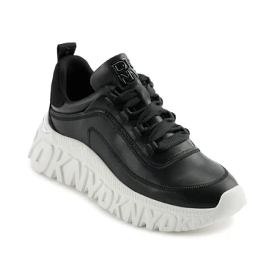 Image of DKNY Lacombe LACE UP Trainers, Women&#039;s, Size: 4, Black Leather