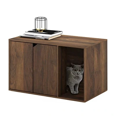 Image of Furinno Litter Box Enclosure, Columbia Walnut, 45 (D) x 74.4 (W) 50 (H) cm