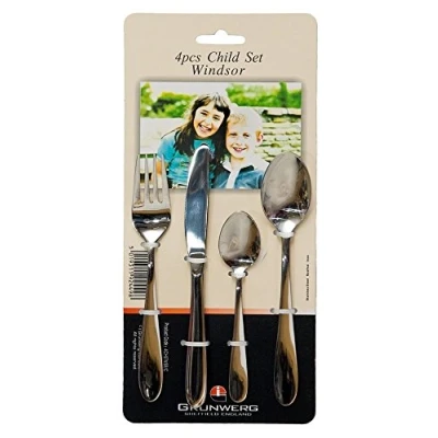Image of Childs Four Piece Cutlery Set Windsor Pattern