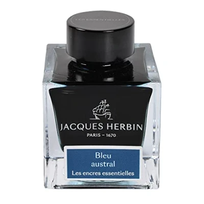 Image of Jacques Herbin Ref 13116JT Ink for Fountain Pens &amp; Rollerball Noir Abyssal/Abyssal Black 50ml Bottle Prestige Collection Blue Coloured