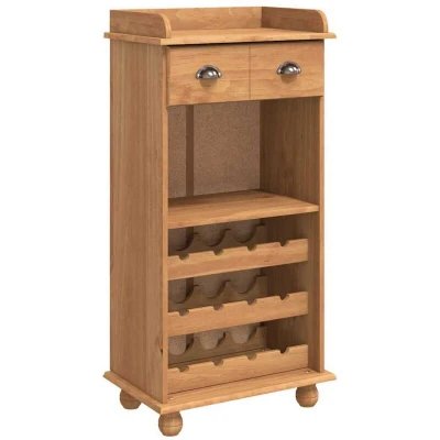 Image of vidaXL Wine Cabinet ASKIM with 12 Bottle Holders Honey Brown Solid Wood Pine