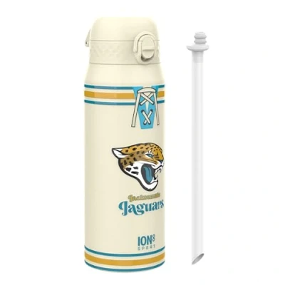 Image of Ion8 NFL Jaguars Sports Thermal water Bottle with Removable Straw, 750ml/24oz, Leak proof Vacuum Insulated Drinking Bottle, Easy to Open, Secure Lock, Dishwasher Safe, Flip Cover, Metal
