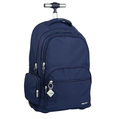 Image of MILAN 0 School Backpack with Wheels, Navy,