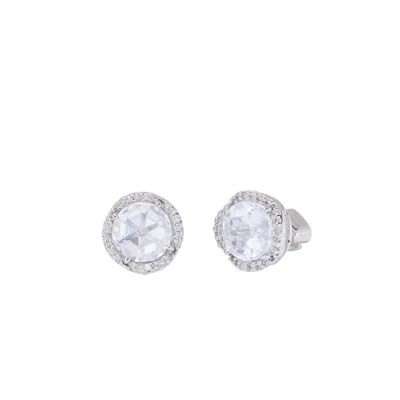 Image of Kate Spade New York Pave Round Large Studs, Clear/Silver