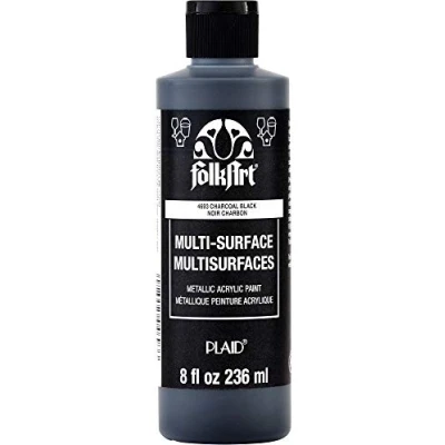 Image of Plaid PE4693 Folk Art Multi Surface Metallic Acrylic Paint, Charcoal Black, 8 oz.