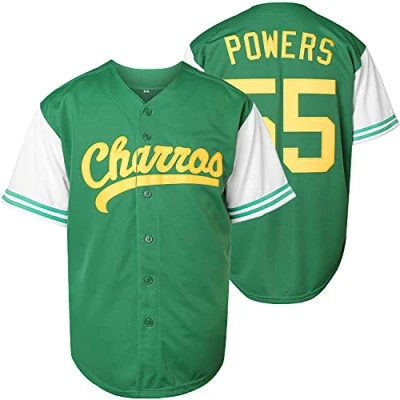Image of NJKA Kenny Powers #55 Baseball Jersey Shirt Eastbound and Down Movie Stitched green Large